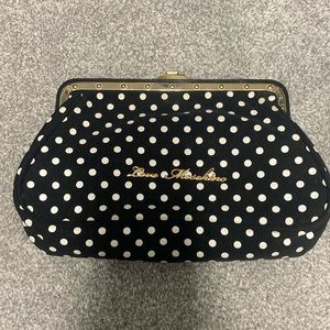 Love moschino black and white polka dot clutch bag with gold hardware